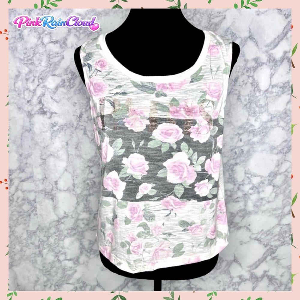 Charlotte Russe Paris Floral Y2K Tank Top Juniors Medium